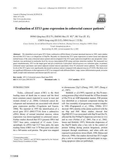 Evaluation of ST13 gene expression in colorectal cancer patients