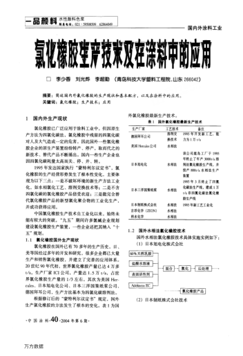 氯化橡膠生產(chǎn)技術(shù)及在涂料中的應(yīng)用