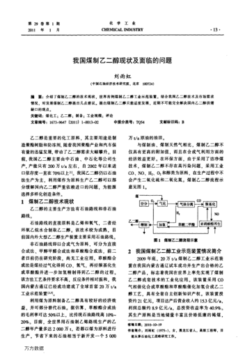 我國煤制乙二醇現(xiàn)狀及面臨的問題