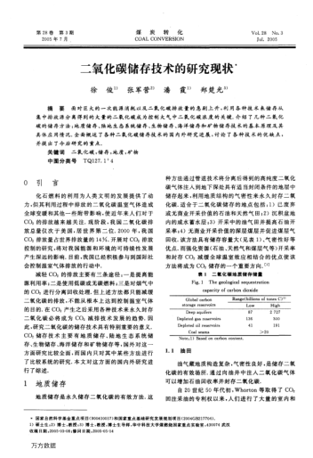二氧化碳儲存技術(shù)的研究現(xiàn)狀