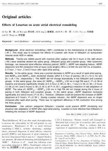 Effects of Losartan on acute atrial electrical remodeling