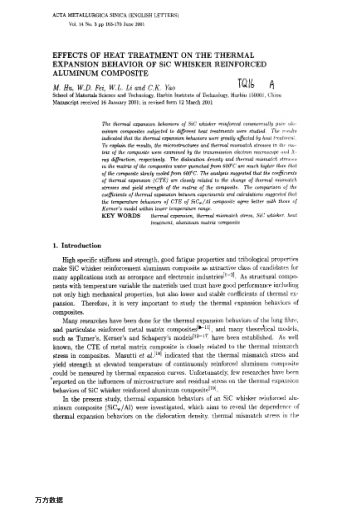 EFFECTS OF HEAT TREATMENT ON THE THERMAL EXPANSION BEHAVIOR OF SiC WHISKER REINFORCED ALUMINUM COMPO