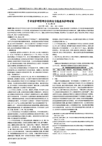 手術(shù)室護(hù)理管理存在的安全隱患及護(hù)理對(duì)策