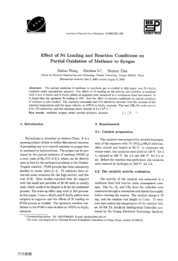 Effect of Ni Loading and Reaction Conditions on Partial Oxidation of Methane to Syngas