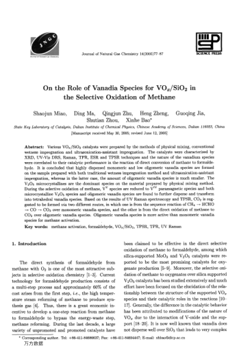 On the Role of Vanadia Species for VOx/SiO2 in the Selective Oxidation of Methane
