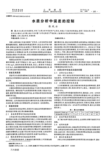 水質(zhì)分析中誤差的控制