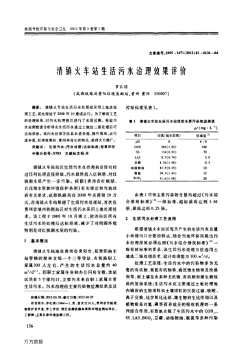 清鎮(zhèn)火車站生活污水治理效果評價