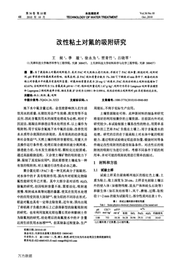 改性粘土對氟的吸附研究