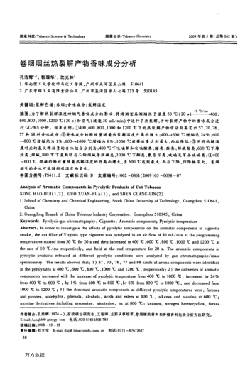卷煙煙絲熱裂解產(chǎn)物香味成分分析