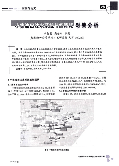 小集油田注水系統(tǒng)節(jié)能降耗對策分析