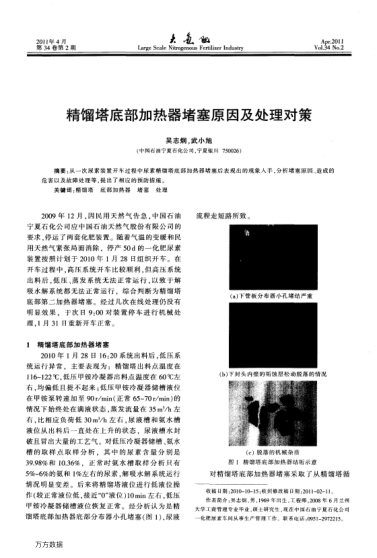 精餾塔底部加熱器堵塞原因及處理對(duì)策