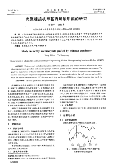 殼聚糖接枝甲基丙烯酸甲酯的研究