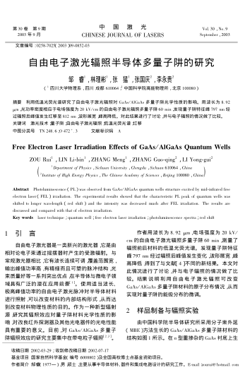 自由電子激光輻照半導(dǎo)體多量子阱的研究