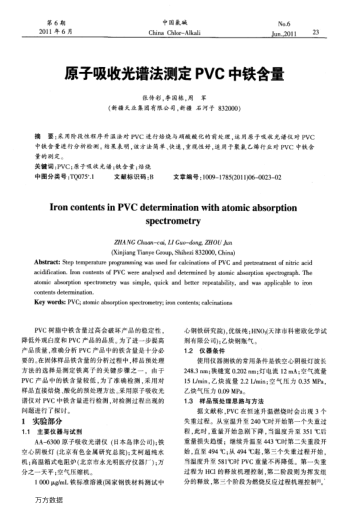 原子吸收光譜法測定PVC中鐵含量