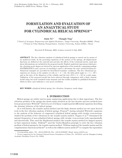 FORMULATION AND EVALUATION OF AN ANALYTICAL STUDY FOR CYLINDRICAL HELICAL SPRINGS