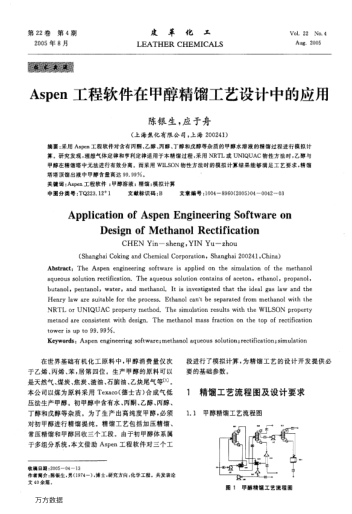 Aspen工程軟件在甲醇精餾工藝設(shè)計中的應(yīng)用