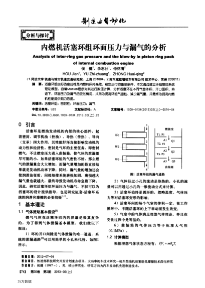 內(nèi)燃機活塞環(huán)組環(huán)面壓力與漏氣的分析