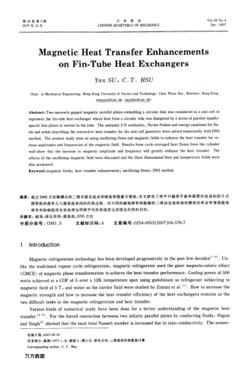 Magnetic Heat Transfer Enhancements on Fin-Tube Heat Exchangers