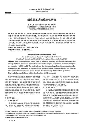 煙草品系試驗穩(wěn)定性研究