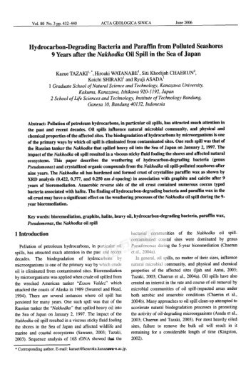 Hydrocarbon-Degrading Bacteria and Paraffin from Polluted Seashores 9 Years after the Nakhodka Oil S
