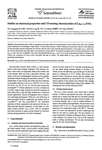 Studies on electrical properties and CO-sensing characteristics of La0.9□0.1FeO3