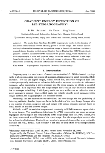 GRADIENT ENERGY DETECTION OF LSB STEGANOGRAPHY