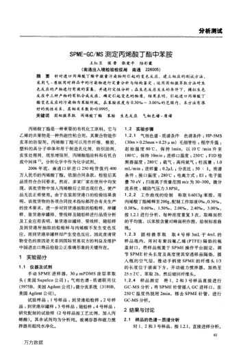 SPME-GC/MS測定丙烯酸丁酯中苯胺