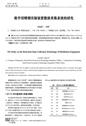 教學用精餾實驗裝置數(shù)據(jù)采集系統(tǒng)的研究