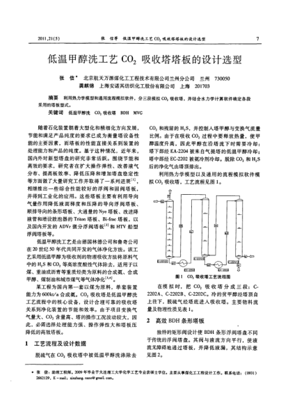 低溫甲醇洗工藝CO2吸收塔塔板的設(shè)計(jì)選型