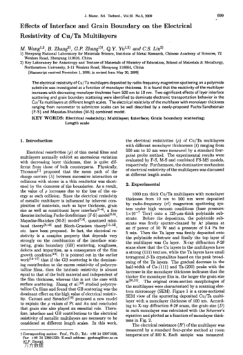 Effects of Interface and Grain Boundary on the Electrical Resistivity of Cu/Ta Multilayers