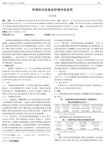 護(hù)理標(biāo)識(shí)在急診護(hù)理中的應(yīng)用