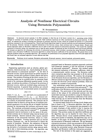 Analysis of Nonlinear Electrical Circuits Using Bernstein Polynomials