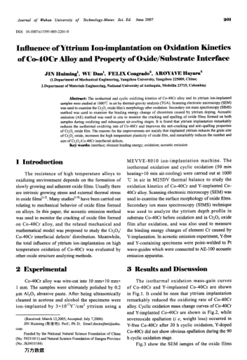 Influence of Yttrium Ion-implantation on Oxidation Kinetics of Co-40Cr Alloy and Property of Oxide/S