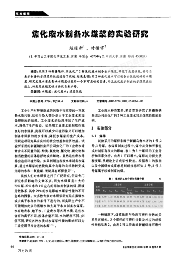 焦化廢水制備水煤漿的實(shí)驗(yàn)研究