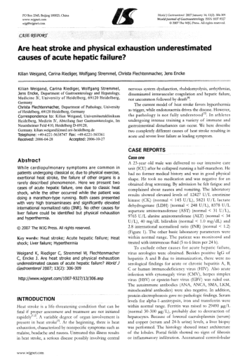 Are heat stroke and physical exhaustion underestimated causes of acute hepatic failure?