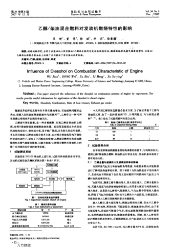 乙醇/柴油混合燃料對發(fā)動機燃燒特性的影響