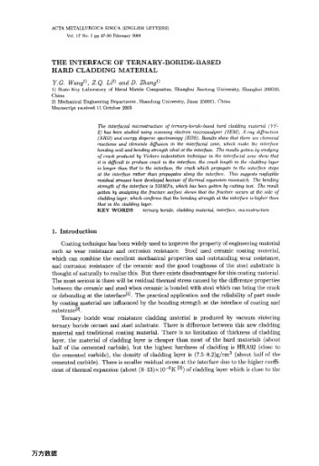 THE INTERFACE OF TERNARY-BORIDE-BASED HARD CLADDING MATERIAL