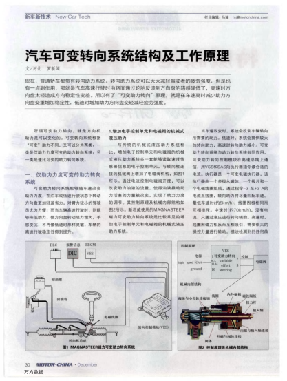 汽車可變轉(zhuǎn)向系統(tǒng)結(jié)構(gòu)及工作原理