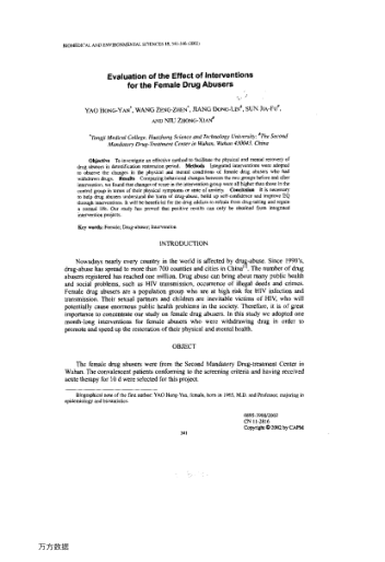 Evaluation of the Effect of Interventions for the Female Drug Abusers
