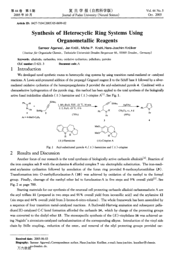 Synthesis of Heterocyclic Ring Systems Using Organometallic Reagents