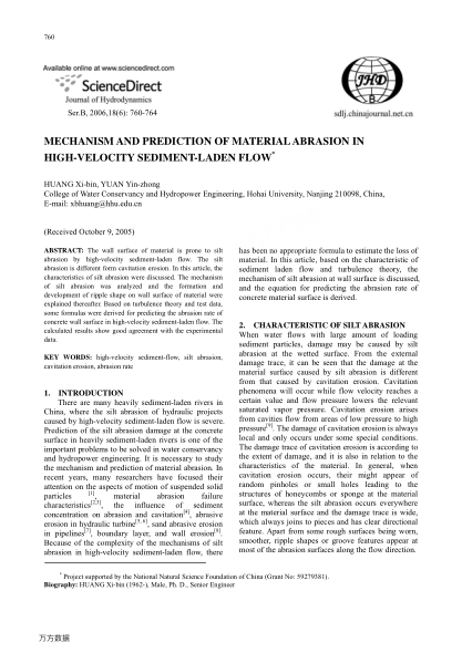 MECHANISM AND PREDICTION OF MATERIAL ABRASION IN HIGH-VELOCITY SEDIMENT-LADEN FLOW