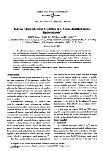 Indirect Electrochemical Oxidation of 4-Amino-dimethyl-aniline Hydrochloride