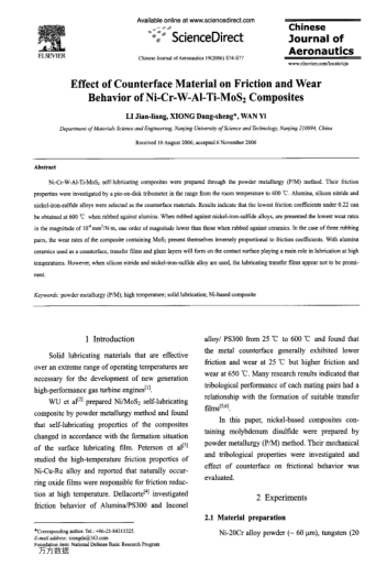 Effect of Counterface Material on Friction and Wear Behavior of Ni-Cr-W-Al-Ti-MoS2 Composites