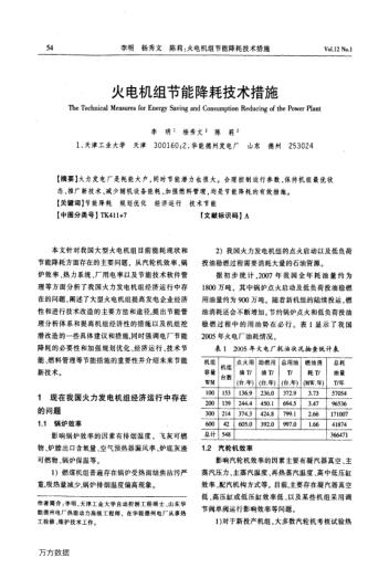 火電機(jī)組節(jié)能降耗技術(shù)措施
