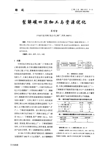 裂解碳四深加工與資源優(yōu)化