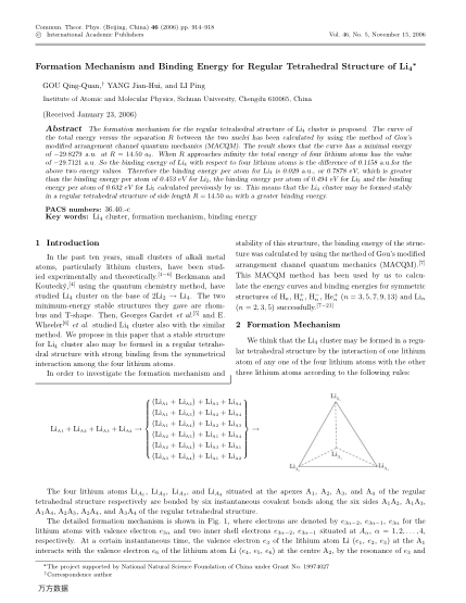 Formation Mechanism and Binding Energy for Regular Tetrahedral Structure of Li4