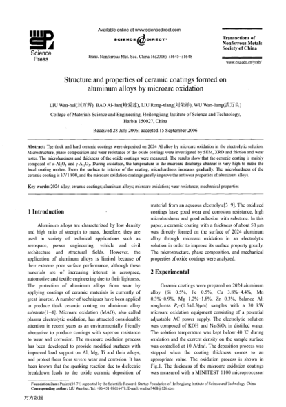 Structure and properties of ceramic coatings formed on aluminum alloys by microarc oxidation