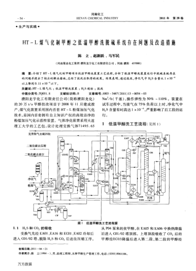HT-L煤氣化制甲醇之低溫甲醇洗脫硫系統(tǒng)存在問題及改造措施