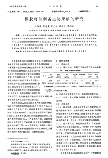 橡膠籽油制備生物柴油的研究
