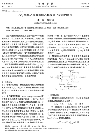 CO2氧化乙烷脫氫制乙烯膜催化反應(yīng)的研究